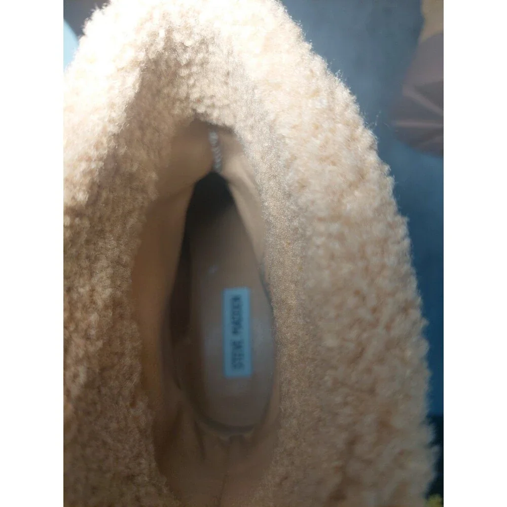 Steve Madden Platform Blizzard Boots Tan Suede With Fleece Cuff Size 7
